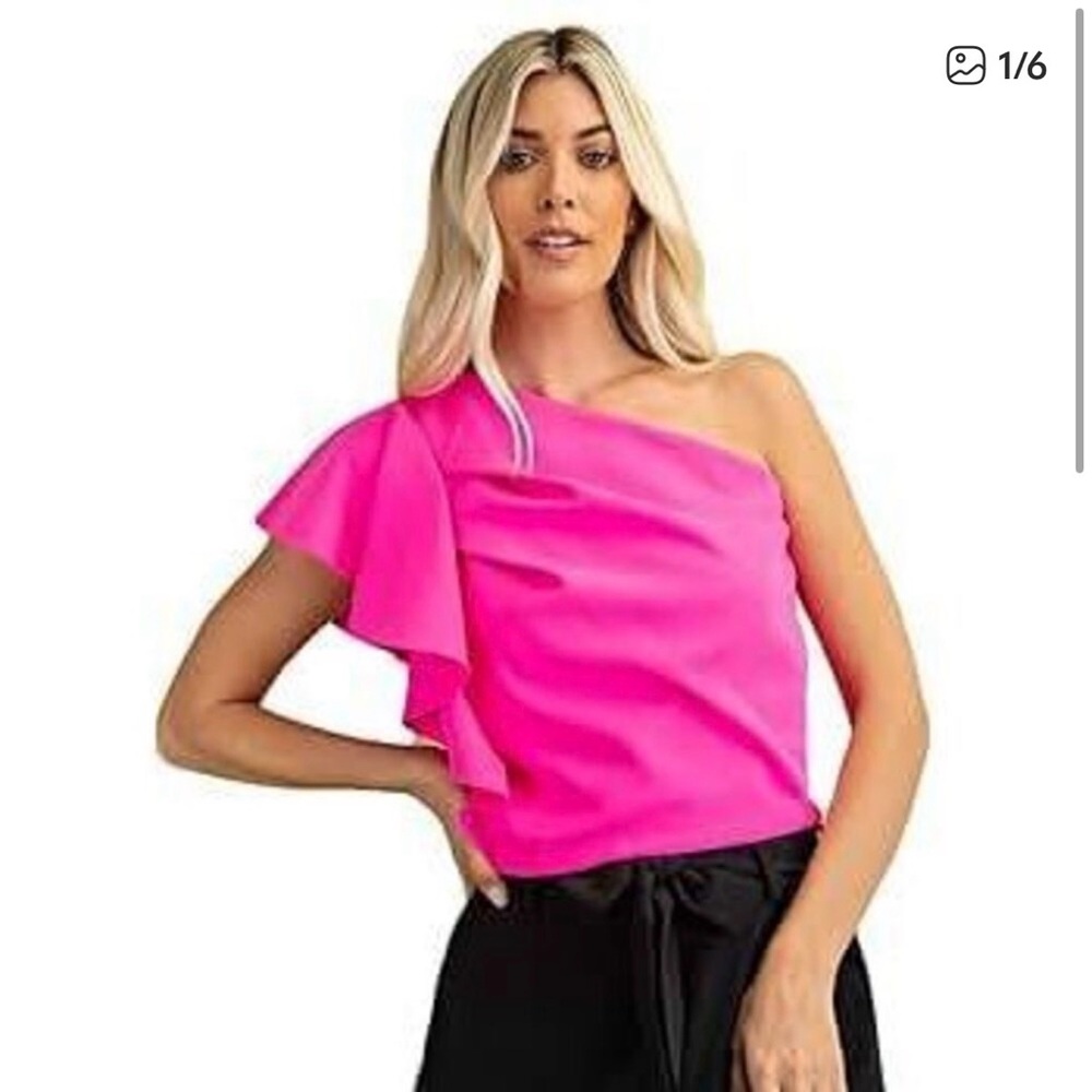 Glam Pink One-Shoulder Blouse